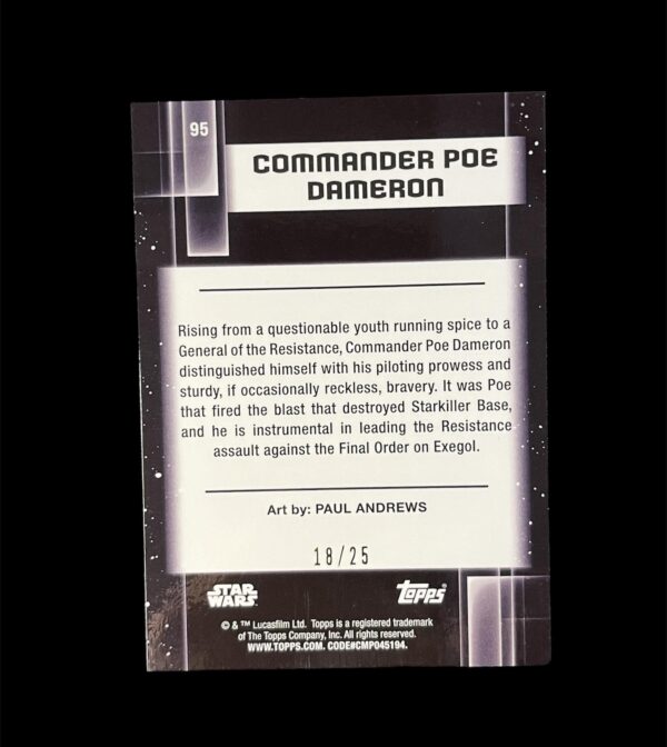 2021 Star Wars Chrome Galaxy 95 Commander Poe Dameron /25 - Image 2