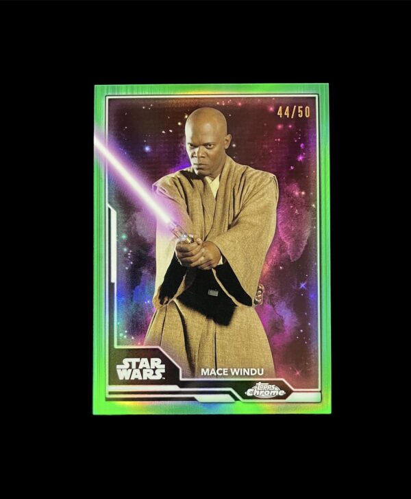 2021 Topps Star Wars Chrome Legacy Wielders of the Lightsaber WL-14 Mace Windu Green Refractor /50