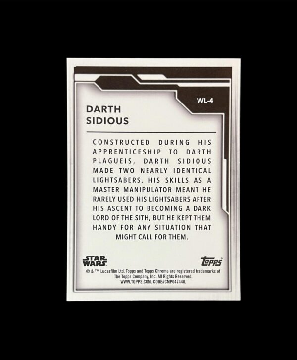 2021 Topps Star Wars Chrome Legacy Wielders of the Lightsaber WL-4 Darth Sidious Green Refractor /50 - Image 2