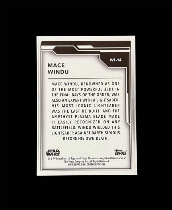 2021 Topps Star Wars Chrome Legacy Wielders of the Lightsaber WL-14 Mace Windu Green Refractor /50 - Image 2