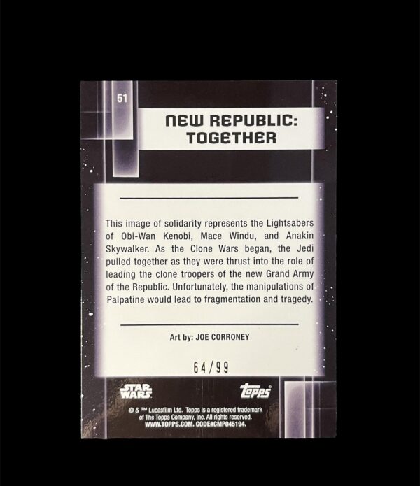 2021 Star Wars Chrome Galaxy 51 New Republic: Together /99 - Image 2