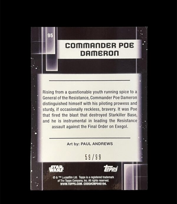 2021 Star Wars Chrome Galaxy 95 Commander Poe Dameron /99 - Image 2