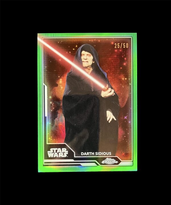 2021 Topps Star Wars Chrome Legacy Wielders of the Lightsaber WL-4 Darth Sidious Green Refractor /50 - Image 3