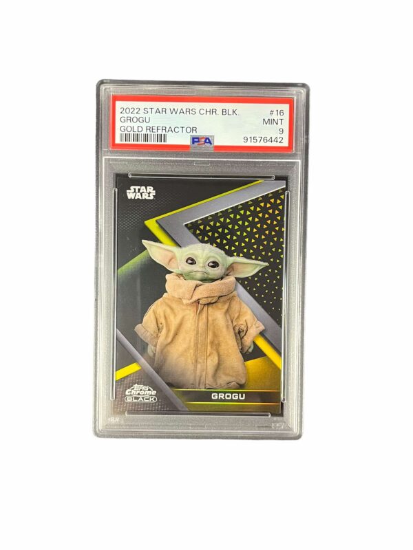 2022 Topps Chrome Black Star Wars 16 Grogu Gold Refractor /25 PSA 9