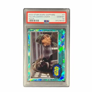 2022 Topps Star Wars Sapphire 7 The Villainous Darth Vader Aqua Refractor /99 PSA 10
