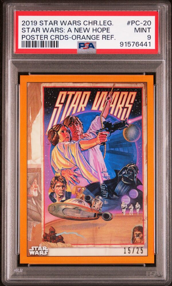 2019 Topps Chrome Star Wars Legacy PC-20 A New Hope Poster Orange Refractor /25 PSA 9 - Image 2