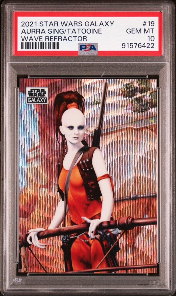 2021 Topps Chrome Star Wars Galaxy 19 Aurra Sing On Tatooine Wave Refractor /99 PSA 10 - Image 2