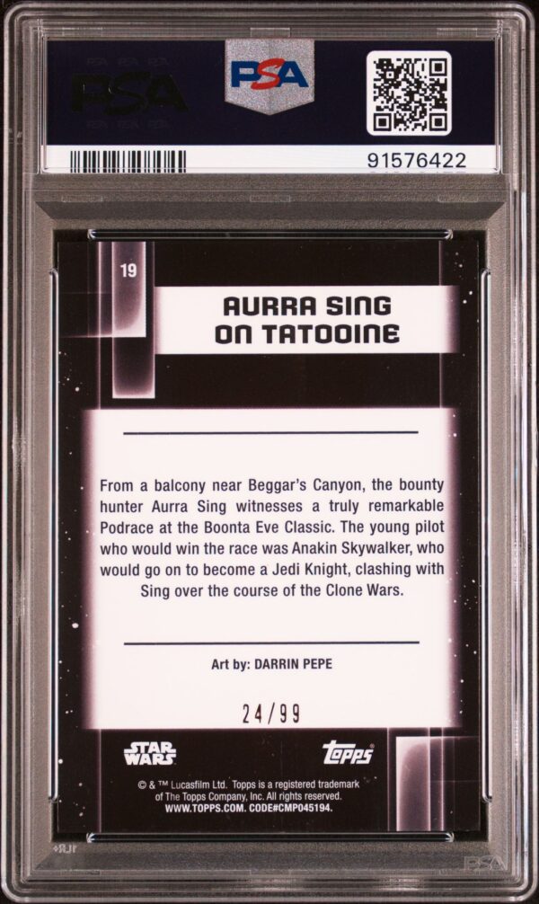 2021 Topps Chrome Star Wars Galaxy 19 Aurra Sing On Tatooine Wave Refractor /99 PSA 10 - Image 3