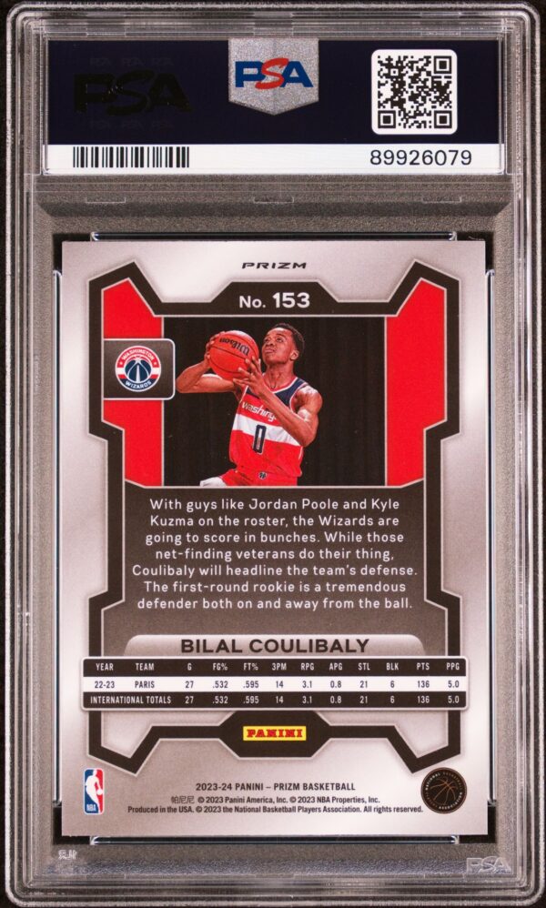 2023 Prizm Basketball Bilal Coulibaly Silver Prizm PSA 10 - Image 2