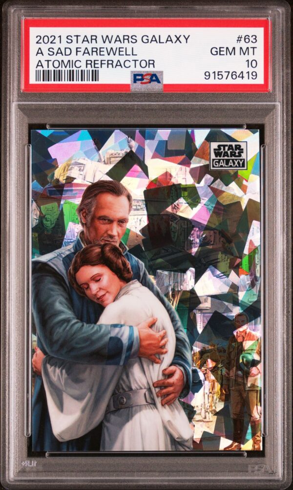 2021 Topps Chrome Star Wars Galaxy 63 A Sad Farewell Atomic Refractor /150 PSA 10 Princess Leia, Bail Organa - Image 3