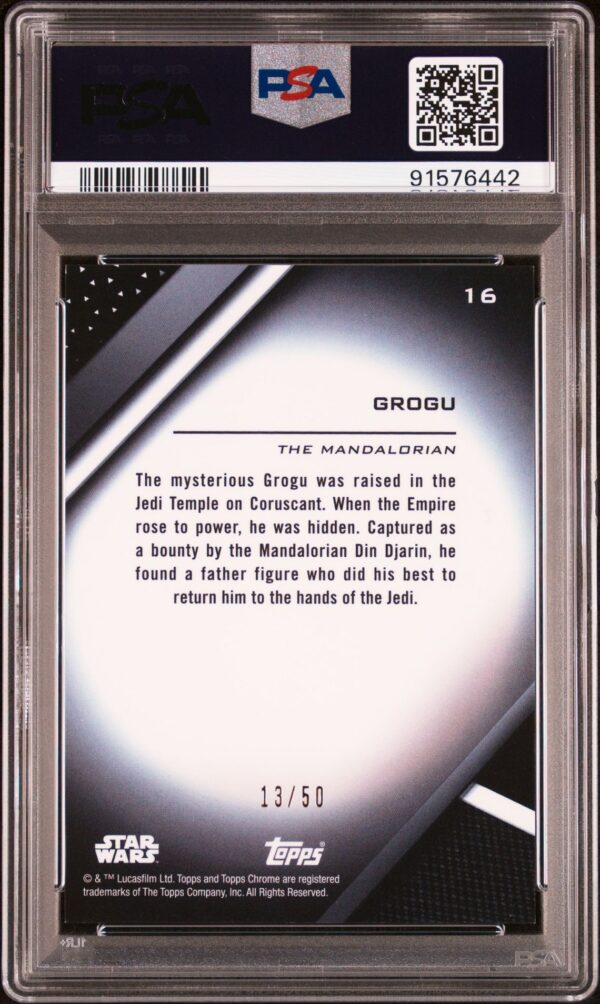 2022 Topps Chrome Black Star Wars 16 Grogu Gold Refractor /25 PSA 9 - Image 3