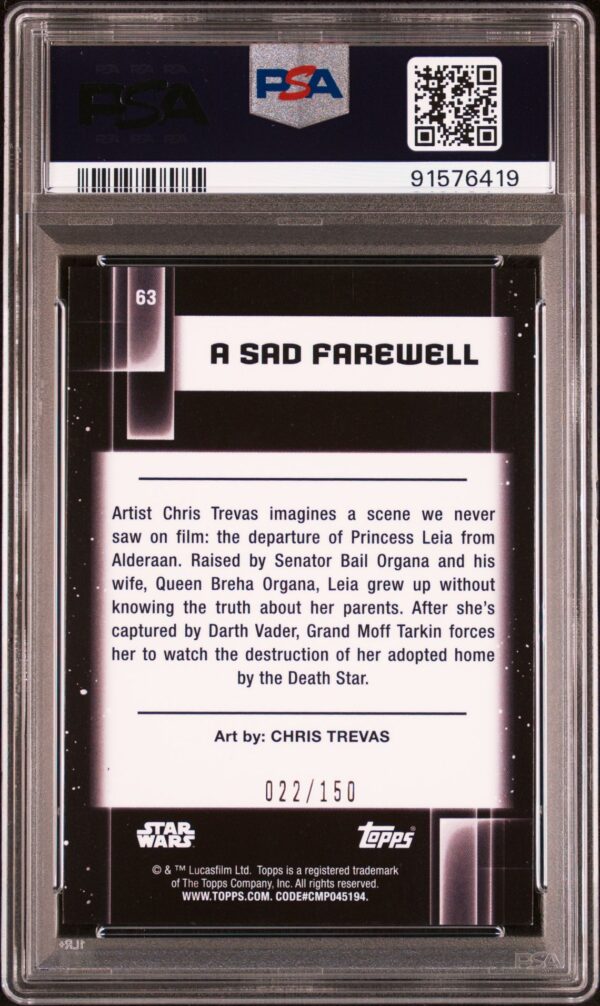 2021 Topps Chrome Star Wars Galaxy 63 A Sad Farewell Atomic Refractor /150 PSA 10 Princess Leia, Bail Organa - Image 2