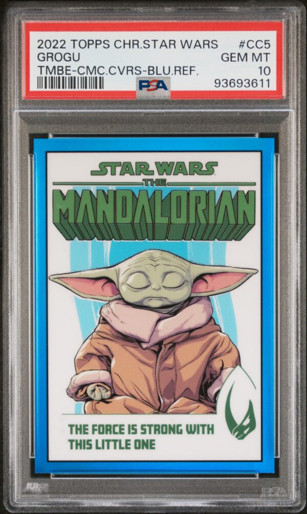2022 Topps Chrome Star Wars Beskar Comic Covers CC5 Grogu Blue Refractor /99 PSA 10 - Image 2