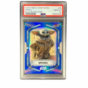 2022 Topps Finest Star Wars 46 Grogu Blue Refractor /150 PSA 10