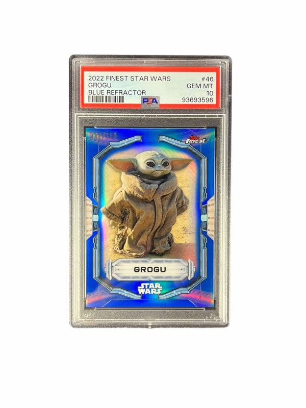 2022 Topps Finest Star Wars 46 Grogu Blue Refractor /150 PSA 10