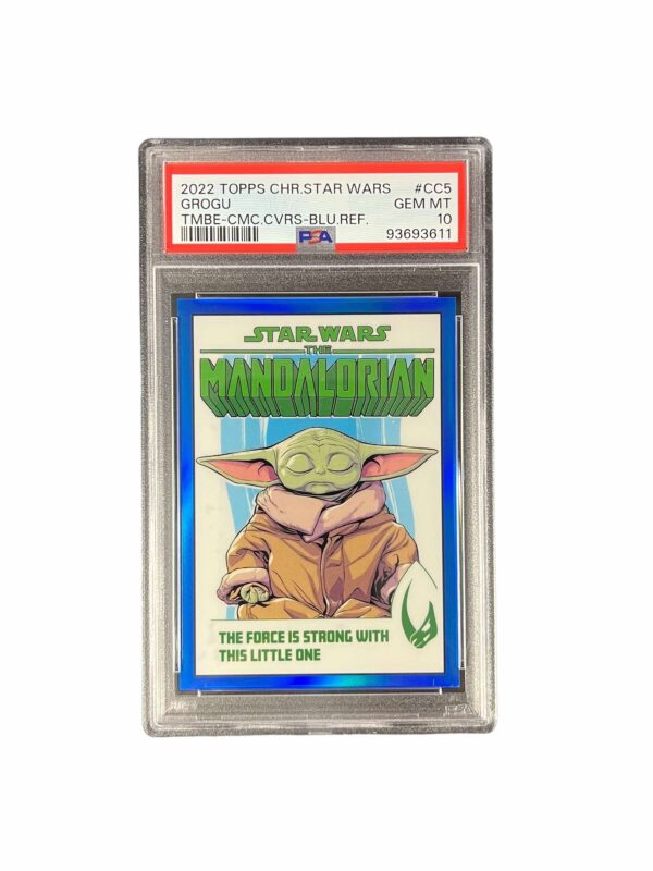 2022 Topps Chrome Star Wars Beskar Comic Covers CC5 Grogu Blue Refractor /99 PSA 10