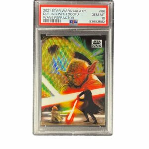 2021 Topps Chrome Star Wars Galaxy 86 Dueling With Dooku Wave Refractor /99 PSA 10