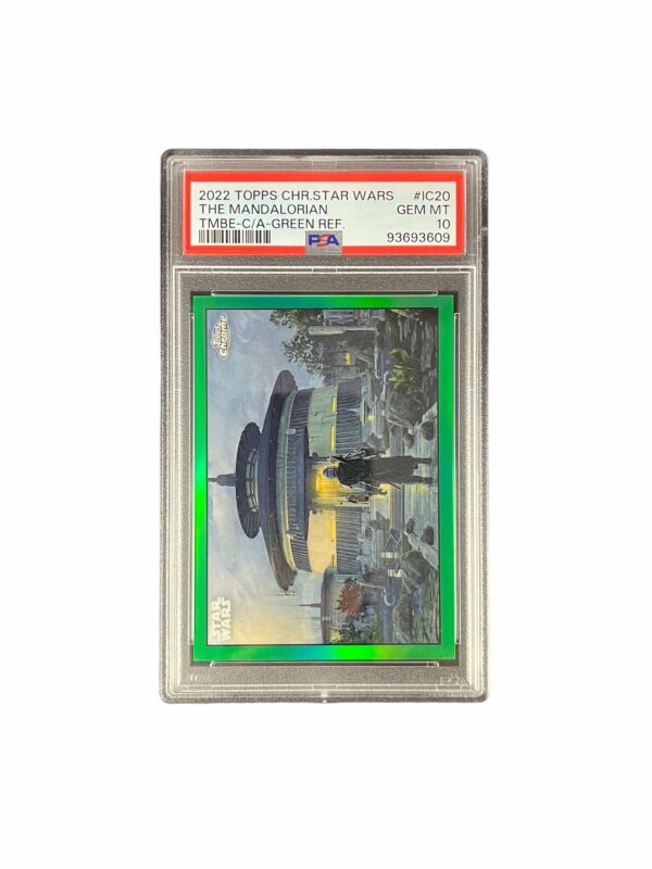 2022 Topps Chrome Star Wars Beskar Concept Art IC20 The Mandalorian Green Refractor /50 PSA 10