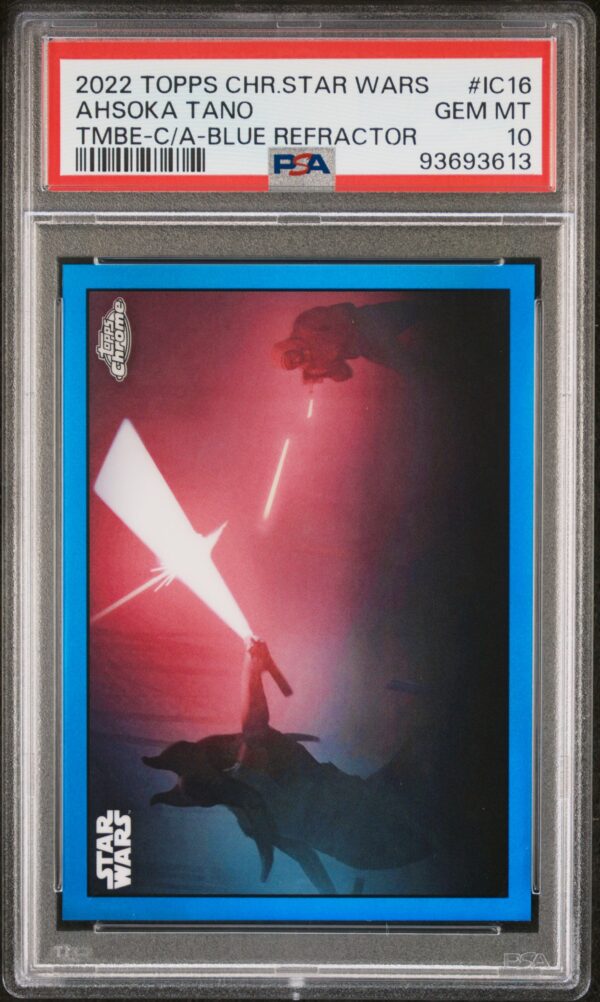 2022 Topps Chrome Star Wars Beskar Concept Art IC16 Ahsoka Tano Blue Refractor /99 PSA 10 - Image 2
