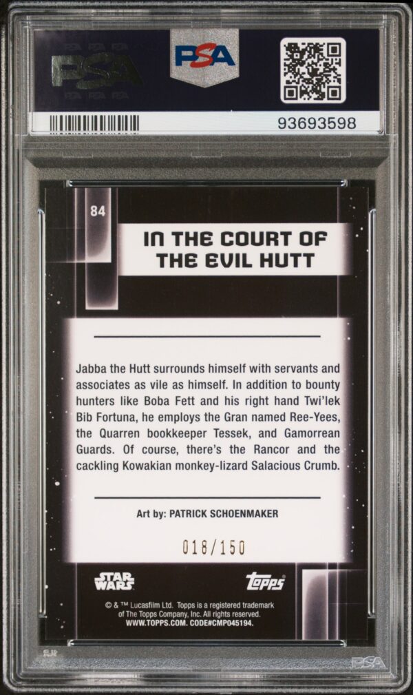 2021 Topps Chrome Star Wars Galaxy 84 In The Court Of The Evil Hutt Atomic Refractor /150 PSA 10 - Image 3