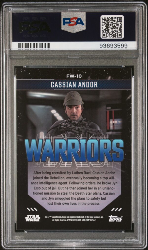 2023 Topps Finest Star Wars Finest Warriors FW10 Cassian Andor PSA 10 - Image 3
