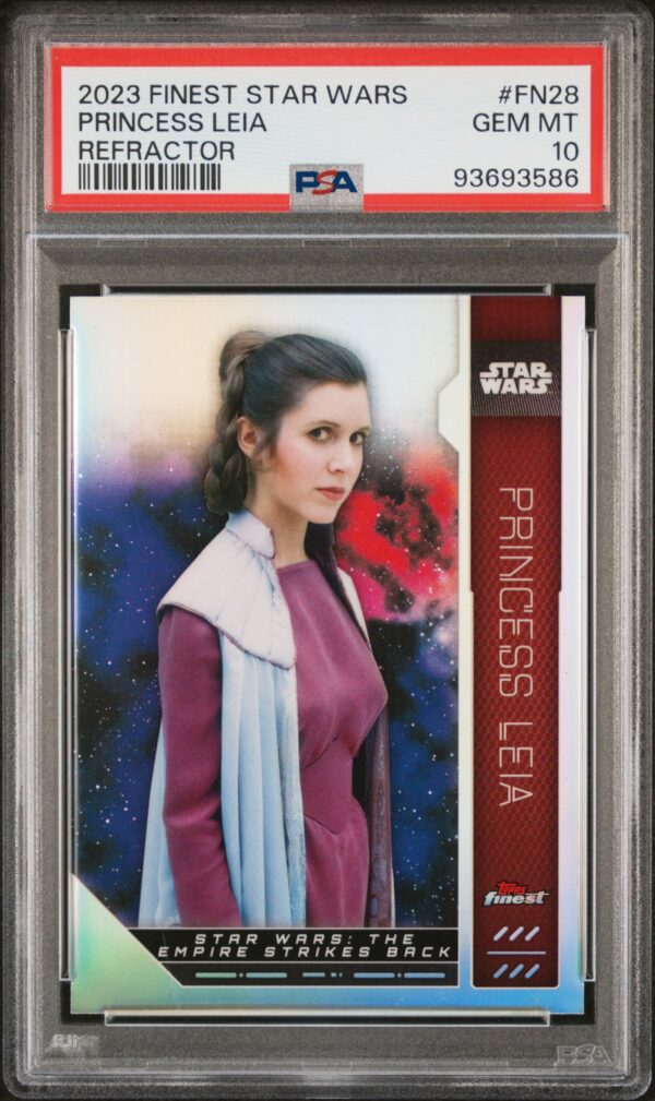 2023 Topps Finest Star Wars FN28 Princess Leia Refractor PSA 10 - Image 2