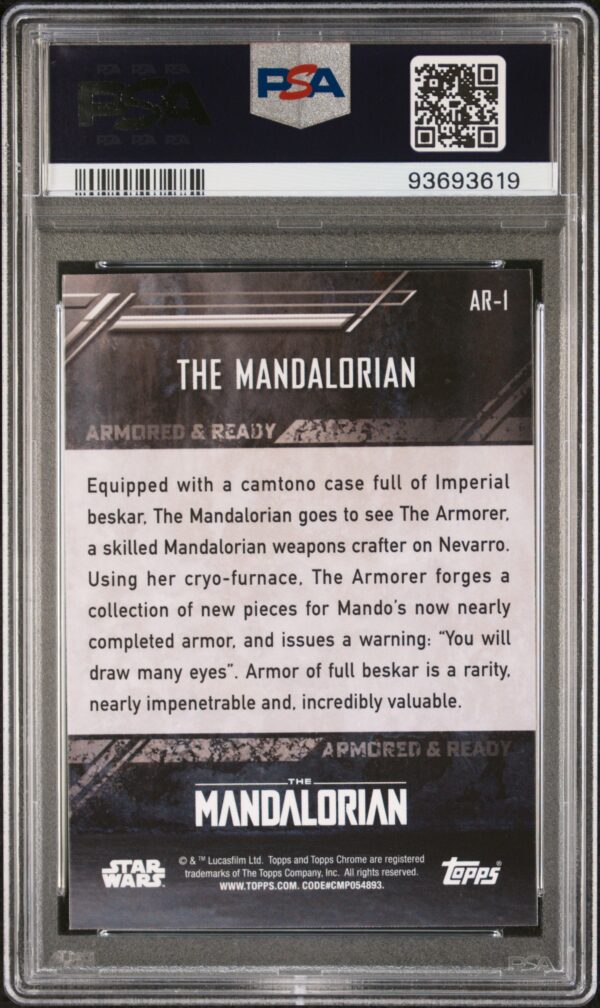 2022 Topps Chrome Star Wars Beskar Armored & Ready AR1 The Mandalorian PSA 10 - Image 3