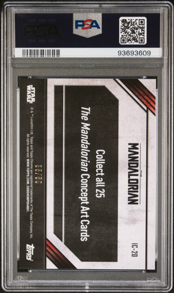 2022 Topps Chrome Star Wars Beskar Concept Art IC20 The Mandalorian Green Refractor /50 PSA 10 - Image 3