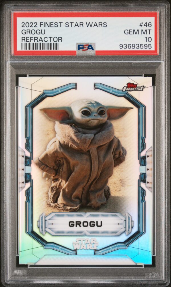 2022 Topps Finest Star Wars 46 Grogu Refractor PSA 10 - Image 2