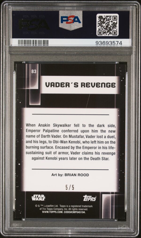 2021 Topps Chrome Star Wars Galaxy 83 Vader's Revenge Red Refractor PSA 10 - Image 3