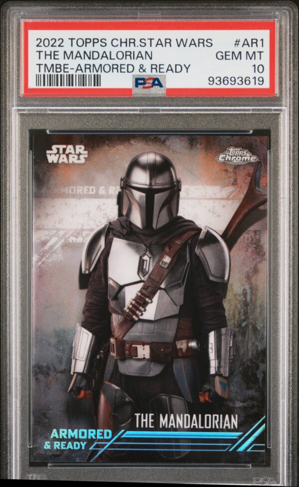 2022 Topps Chrome Star Wars Beskar Armored & Ready AR1 The Mandalorian PSA 10 - Image 2