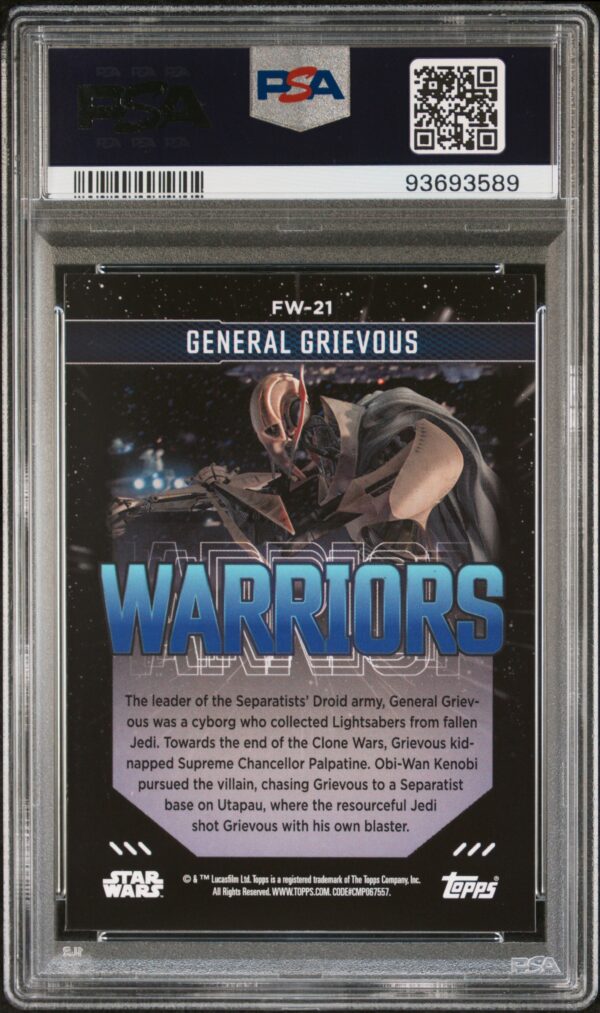 2023 Topps Finest Star Wars Finest Warriors FW21 General Grievous PSA 10 - Image 3