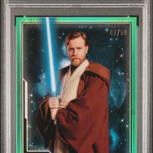 2021 Topps Chrome Star Wars Legacy Wielders of the Lightsaber WL15 Obi Wan-Kenobi Green Refractor /50 PSA 10