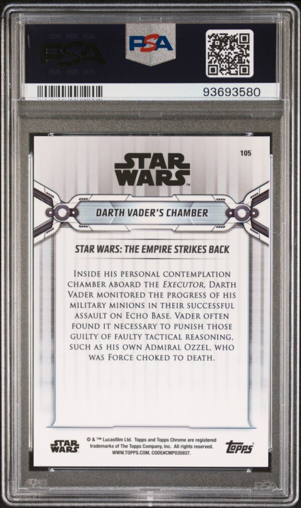 2019 Topps Star Wars Chrome Legacy 105 Darth Vader's Chamber Black Refractor /10 PSA 10 - Image 3