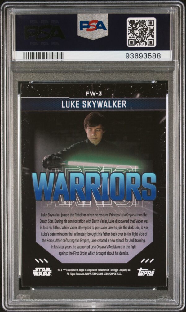 2023 Topps Finest Star Wars Finest Warriors FW3 Luke Skywalker PSA 10 - Image 3