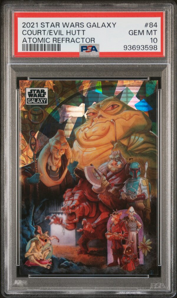2021 Topps Chrome Star Wars Galaxy 84 In The Court Of The Evil Hutt Atomic Refractor /150 PSA 10 - Image 2
